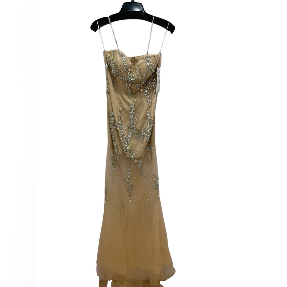 NWT Formal Dress - Gold Strapless Jeweled Gown w/ Embellishments